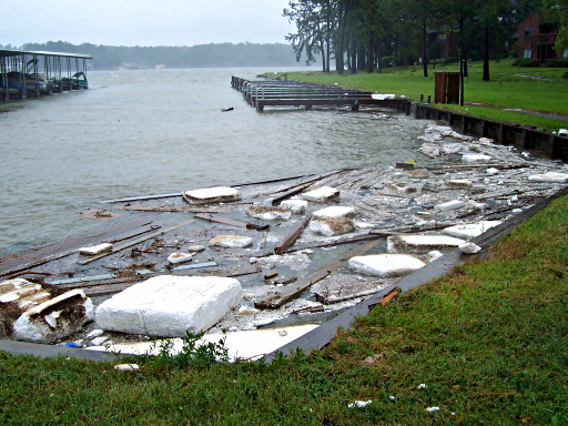 Debris left behind by Hurricane Ike, probably mostly ripped from nearby docks, piers, and so forth.