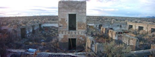 Composite image of the ruins of the Metropolis Hotel